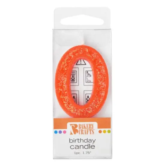 Mini Glitter Numeral Candle, 1ct Orange {1}