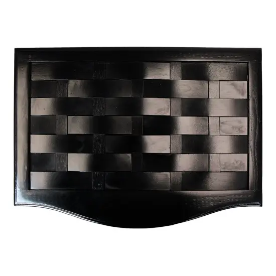 Oceanstar Mahogany Finished Bowed Front Veneer Laundry Wood Hamper with Interior Bag Black {6}