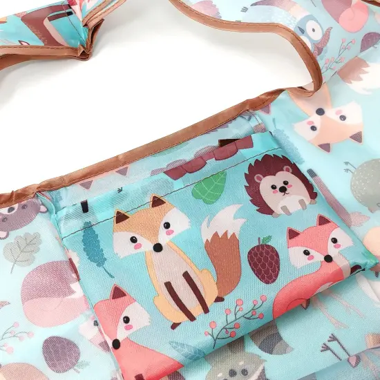 Wrapables Large & Small Foldable Tote Nylon Reusable Grocery Bags, Set of 2 Wilderness Animals {4}