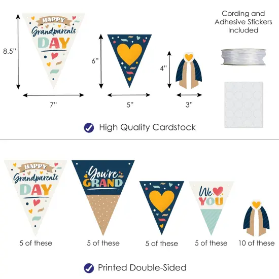 Big Dot of Happiness Happy Grandparents Day - DIY Grandma & Grandpa Party Pennant Garland Decoration - Triangle Banner - 30 Pieces {4}