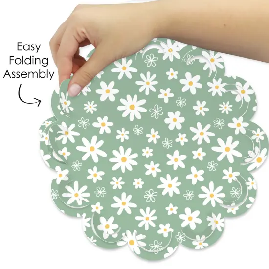 Big Dot of Happiness Sage Green Daisy Flowers - Floral Party Round Table Decorations - Paper Chargers - Place Setting For 12 {6}