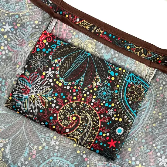 Wrapables Large & Small Foldable Tote Nylon Reusable Grocery Bags, Set of 2 Cosmic Paisley {4}