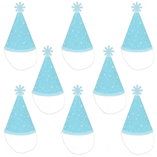Big Dot of Happiness Blue Confetti Stars - Cone Happy Birthday Party Hats for Kids and Adults - Set of 8 (Standard Size) {7}