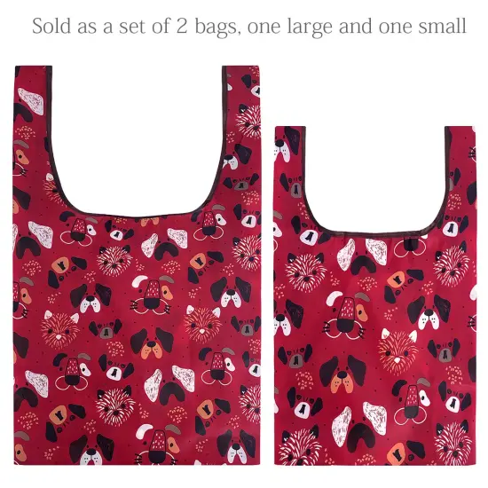 Wrapables JoliBag Collection Reusable Shopping Bag (Set of 2) Cat & Dog Faces {3}
