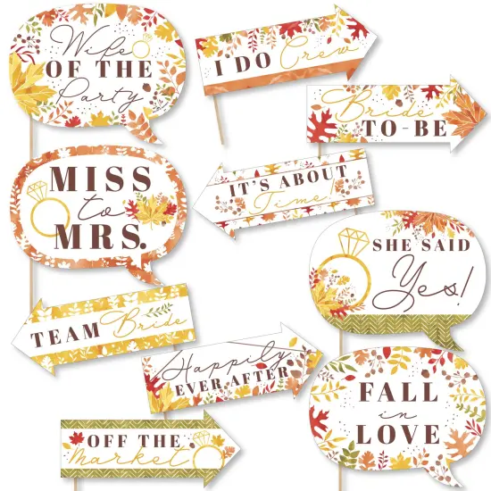 Big Dot of Happiness Funny Fall Foliage Bride - Autumn Leaves Bridal Shower and Wedding Party Photo Booth Props Kit - 10 Piece {1}