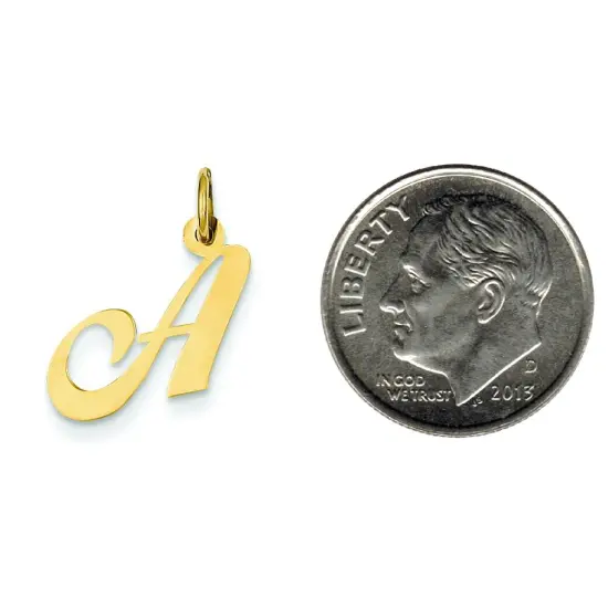 14K Yellow Gold Small Fancy Script Initial A Charm Jewerly 16mm x 17mm {2}