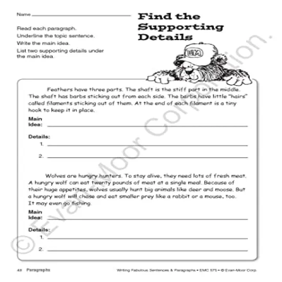 Evan-Moor Writing Fabulous Sentences & Paragraphs, Grades 4-6, Homeschool & Classroom Workbook, Activities, Main Ideas, Topic Sentences, Figurative Language, Descriptive Details, Writing Skills {4}