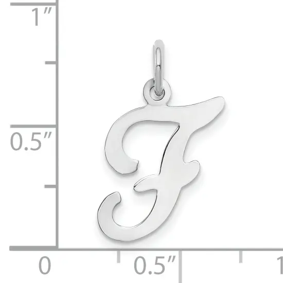 14K White Gold Polished Fancy Initial Letter F Charm Jewerly 20mm x 11mm {4}