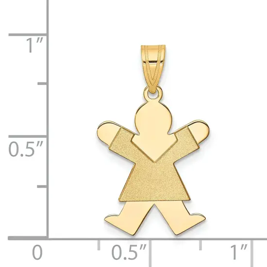 14K Yellow Gold Girl Charm The Kids Pendant Jewelry 25mm x 15mm {4}