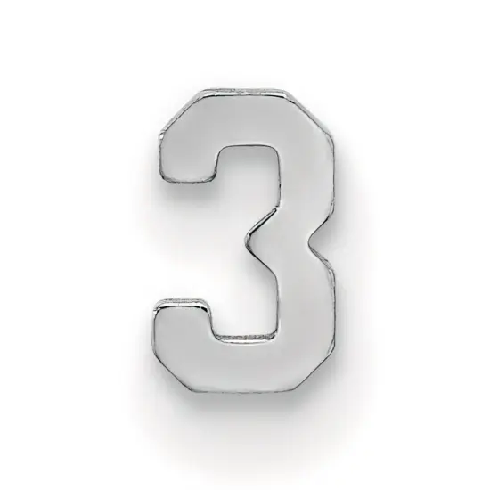 14K White Gold Number 3 4mm {1}