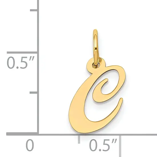 14K Yellow Gold Small Fancy Script Initial C Charm Jewerly 16mm x 13mm {2}