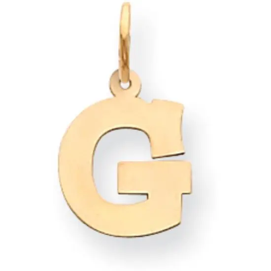 14K Yellow Gold Small Block Intial Letter G Charm Jewerly 18mm x 10mm {1}