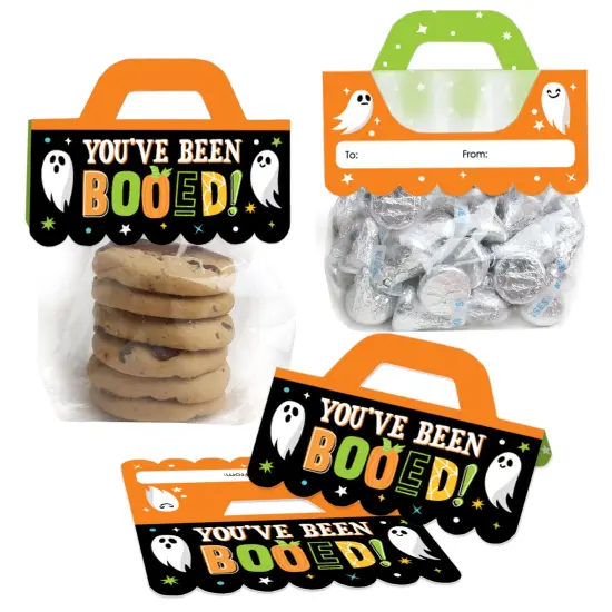 Big Dot of Happiness You've Been Booed - DIY Ghost Halloween Party Clear Goodie Favor Bag Labels - Candy Bags with Toppers - Set of 24 {1}