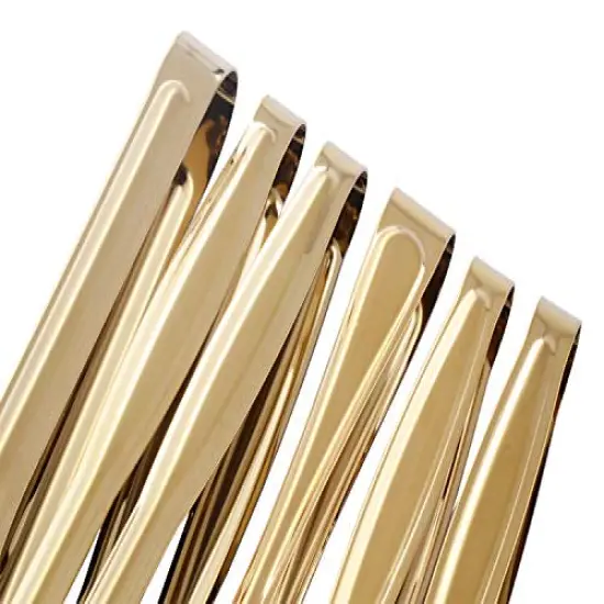 Gold Plated Mini Serving Tongs Set 6-Inch Appetizers Tongs Stainless Steel Small Sugar Cube Tongs Ice Tongs, Set of 6 {3}