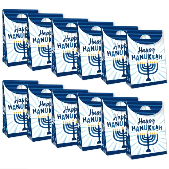 Big Dot of Happiness Hanukkah Menorah - Chanukah Holiday Gift Favor Bags - Party Goodie Boxes - Set of 12 {6}