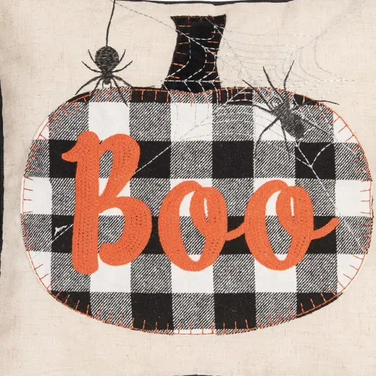 Franklin Black Boo Chain Stitch Halloween Throw Pillow, 18" x 18" {4}
