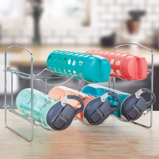 mDesign Collapsible Metal Water Bottle, Wine Rack Holder {2}