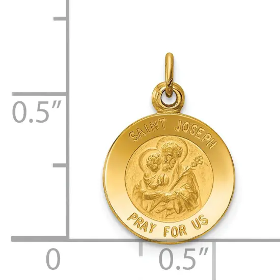 14K Yellow Gold Saint Joseph Medal Charm Pendant Jewerly 20mm x 11mm {4}
