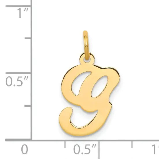14K Gold Polished Fancy Initial Letter G Charm Pendant Jewerly 20mm x 11mm {5}