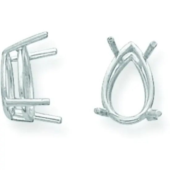 14K White Gold 4 Prong Pear Wire Basket Setting 17x13mm {1}