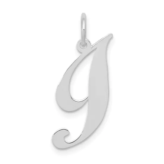 14K White Gold Small Fancy Script Initial I Charm Jewerly 16mm x 13mm {1}