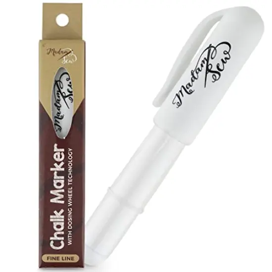 Chalk Fabric Marker for Sewing, Quilting & Crafting | White |Tailors Liner Pen Creates Consistent Erasable Lines with Dosing Wheel Technology | Works on Cotton, Knit, Suede, and All Fabrics {2}