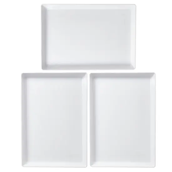 Avant White Plastic Serving Trays (Set of 3) 15&rdquo; x 10&rdquo; | Large Reusable Rectangular Party Platters | Serve Appetizers, Fruit, Veggies, & Desserts | BPA-Free & Made in USA {2}
