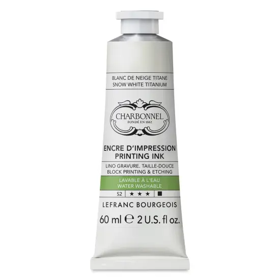 Charbonnel Water Washable Printing Ink - Snow White Titanium, 60 ml {1}