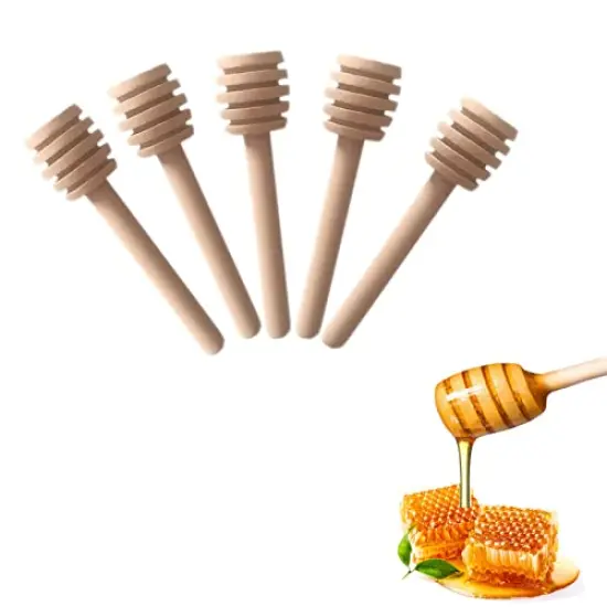 50 Pck Wooden Honey Dipper Stick8CM Collecting Dispensing Drizzling Jam Portable Wedding Party {1}