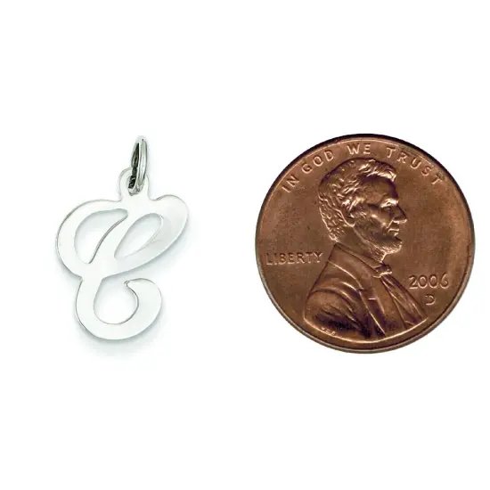 14K White Gold Polished Fancy Initial Letter C Charm Jewerly 20mm x 11mm {2}