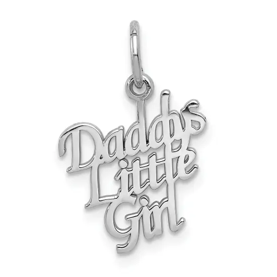 14K White Gold Polished Casted Daddys Little Girl Charm Family Kid Gift Pendant {1}