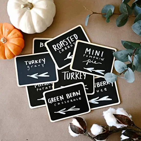 SAVVY & SORTED Mini Chalkboard Signs for Food - 18 Small Chalk Signs + 3 White Chalk Sticks - Food Signs for Party - Little Chalkboards - Party Food Labels Buffet Cheese Signs Candy Table Supplies {3}