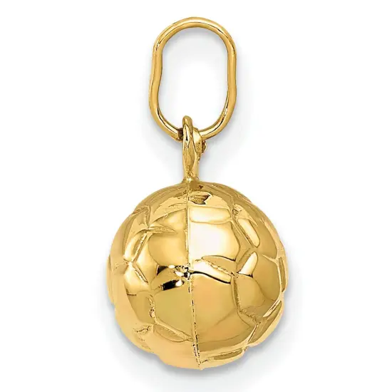 14K Yellow Gold Soccer Ball Charm Sports Pendant New 13 X 8mmJewerly {2}