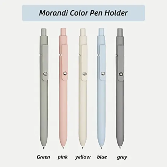Gel Pens, 5 Pcs 0.5mm Japanese Black Ink Pens Fine Point Smooth Writing Pens, High-End Series Pens for Journaling Note Taking, Cute Office School Supplies Gifts for Women Men (Morandi) {1}