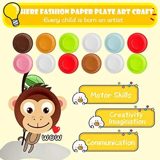 12 Paper Plate Art Kit Toy for 3, 4, 5 Year Old Boys Girls Toddlers, DIY Animal Art Supplies For Children Preschool Classroom/ Birthday/ Party Favor/ Christmas Game Crafts {6}