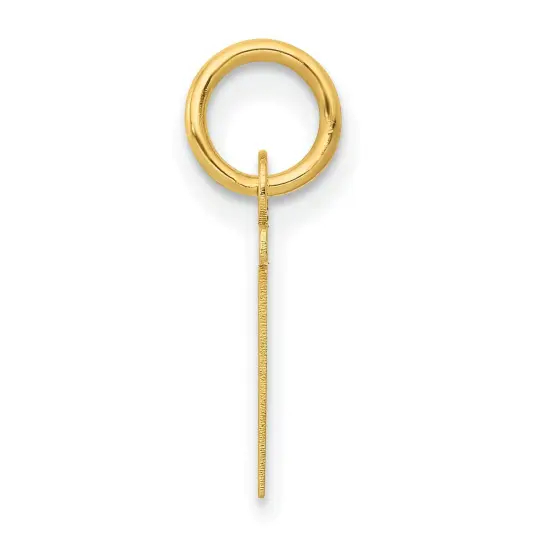 14K Yellow Gold Small Slanted Block Initial T Charm Jewerly {2}
