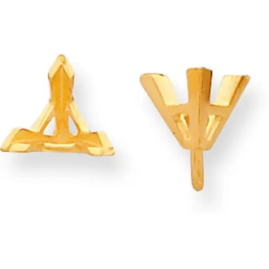 14K Gold 3 Prong Triangle Peg V-End Setting 4mm {1}