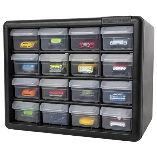 Akro-Mils 10116, 16 Drawer Plastic Parts Storage Hardware and Craft Cabinet, 10-1/2-Inch W x 6-1/2-Inch D x 8-1/2-Inch H, Black {4}