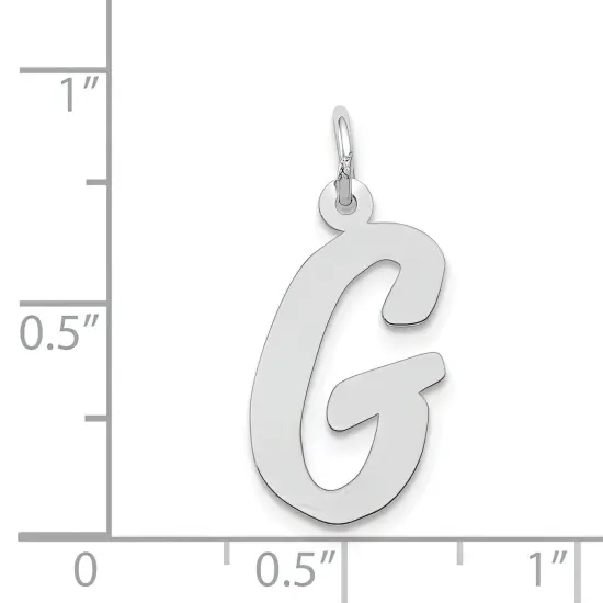 14K White Gold Large Script Initial Letter G Charm Jewerly 22mm x 12mm {4}