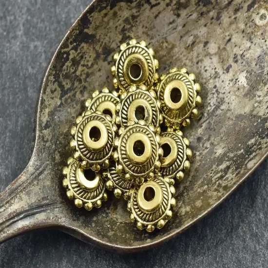 11x6mm Antique Gold Rondelle Spacer Beads {3}