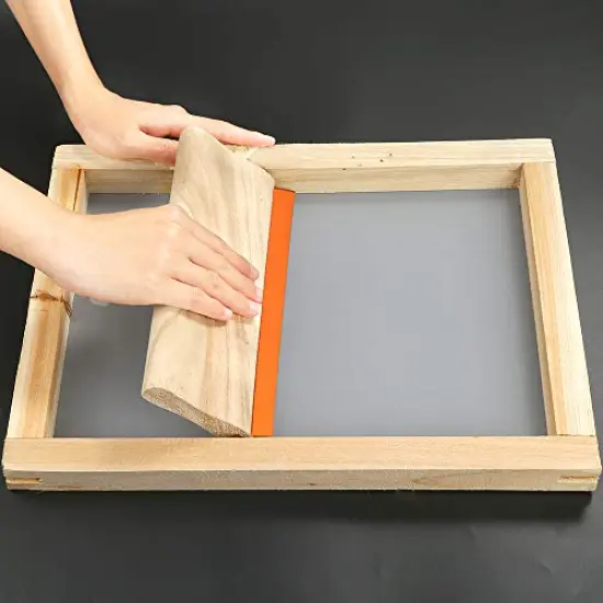 31 Pieces Screen Printing Starter kit Include 4 Different Size of Wood Silk Screen Printing Frame with 110 Mesh, Squeegees, Inkjet Transparency Film, Ink Knife, Gloves and Mask Tape {5}