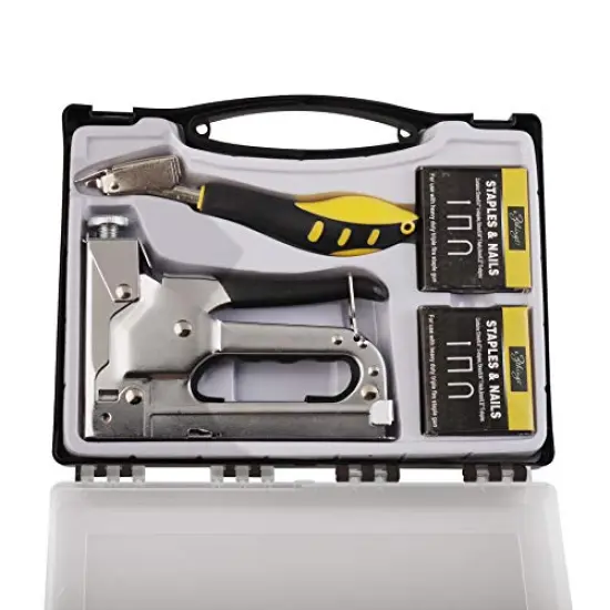 eZthings Staple Gun Professional Stapler Tool Set - 3 in 1 Heavy Duty kit with 2400 Staples, Nail Steel for Wood Work, Upholstery, Decoration, Carpentry, Furniture, Walls, Roofing (Stapler Gun Kit) {2}