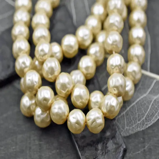 Czech Glass Cream Pearl Baroque Round Beads -- Choose Your Size {3}