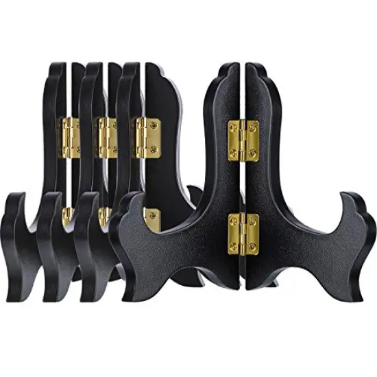 Tatuo 4 Packs Wooden Plate Display Stands Picture Easel Holder Stand Decorative Wood Library Decor for Display Picture Frame Holder Easels (4 Inch, Black) {1}