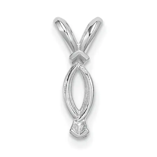 14K White Gold 2 Prong Marquise Pendant Setting 6mm {2}