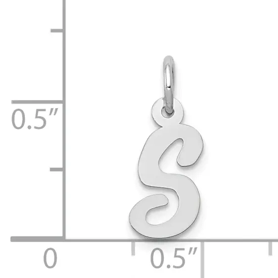 14K White Gold Small Script Initial Letter S Charm Jewerly 17mm x 8mm {4}