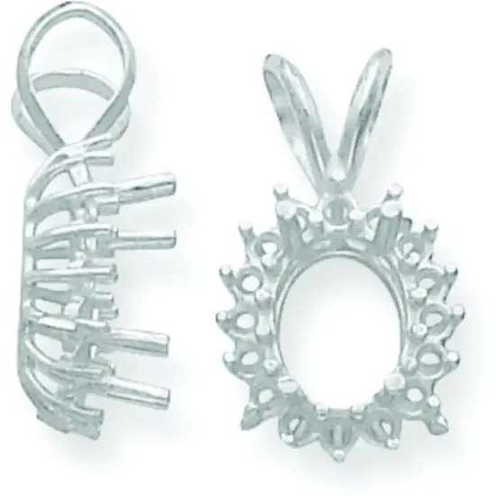 14K White Gold Oval Cluster Pendant Setting (4.00X6.00 To 8.00X10.00Mm) {1}