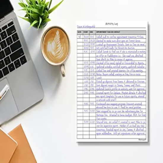 Activity Log Notepad, 50 Page Planner Pad to List a Task, Action or Contact. A Versatile Work Tool to Track Time & Organize Office Productivity. 8.5 X 11, A4 Sheets. {6}