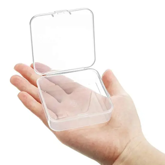 24 Pieces Small Clear Plastic Beads Storage Containers Box with Hinged Lid for Storage of Small Items, Crafts, Jewelry, Hardware (2.5 x 2.5 x 0.8 Inches) {4}