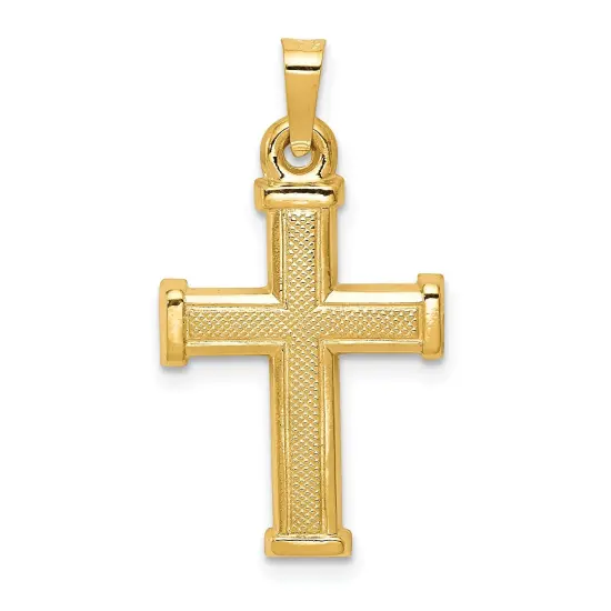 14K Yellow Gold Hollow Cross Pendant Charm Jewelry {1}
